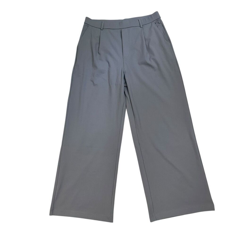 Halara Flex High Waisted Side Pocket Wide Leg Casual Pants Gray Large Petite NEW